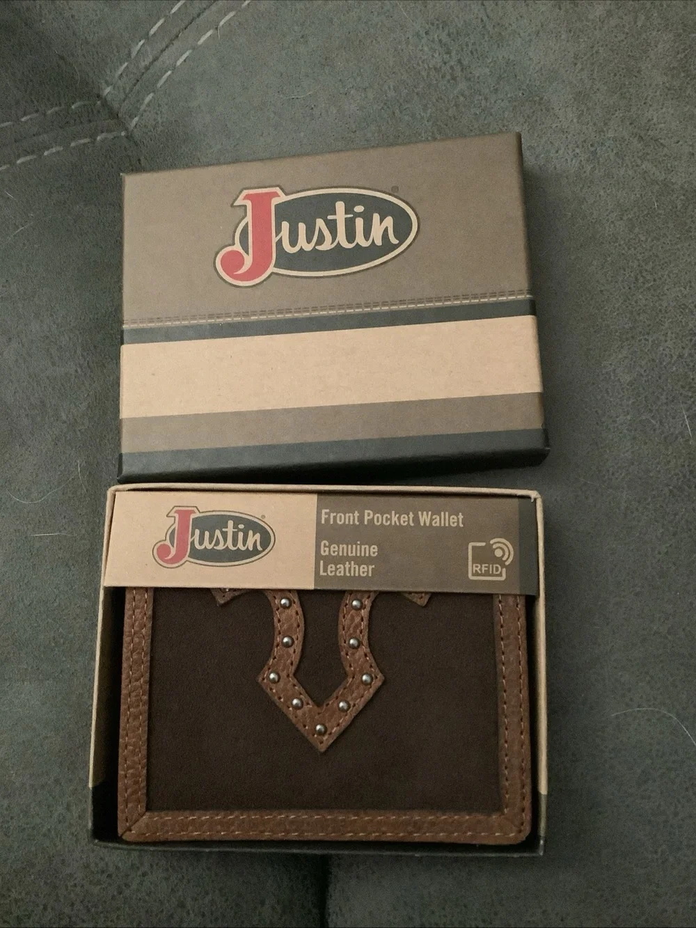 Justin Boots Brown Front Pocket Leather Money Clip Wallet
